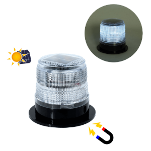 태양광 충전 자석타입 LED 점멸 경광등 화이트